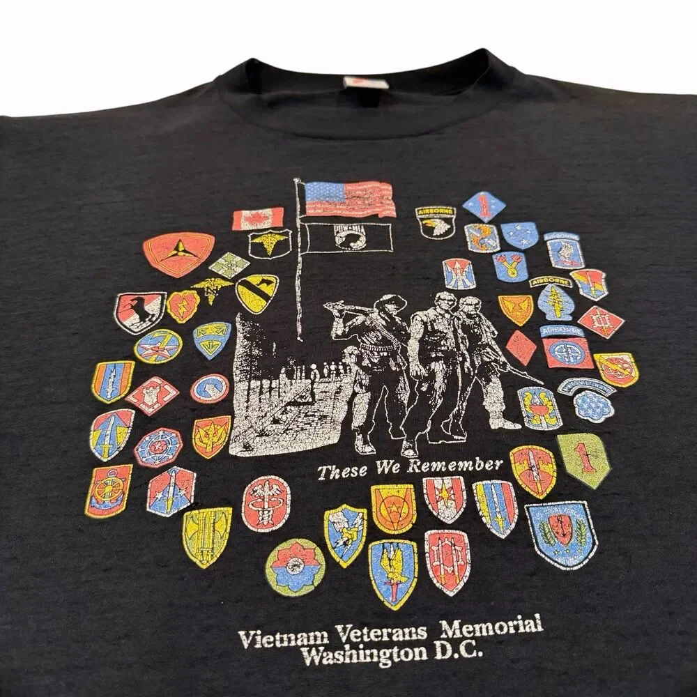 Jerzees Vintage T-Shirt‎ POW MIA Veteran Washington Memorial Black Men's 2XL
